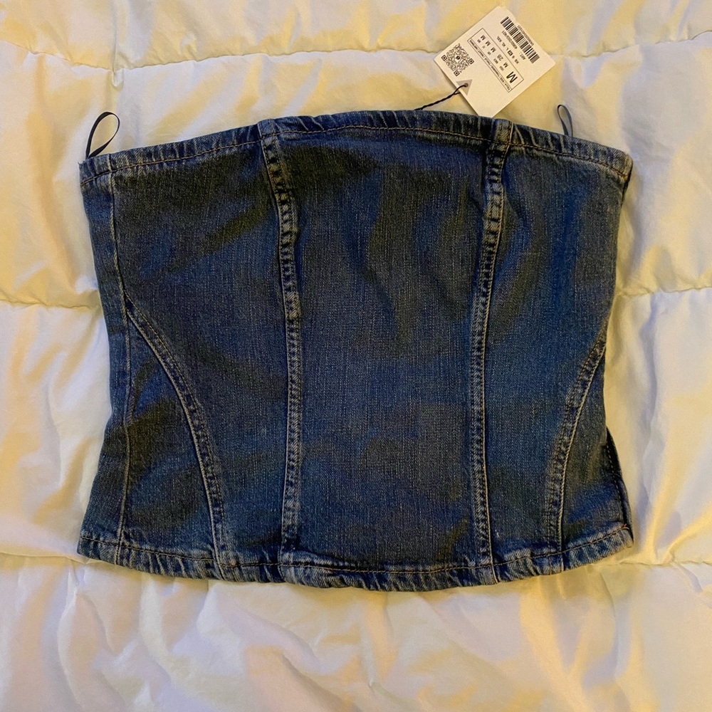 Zara denim blue corset top